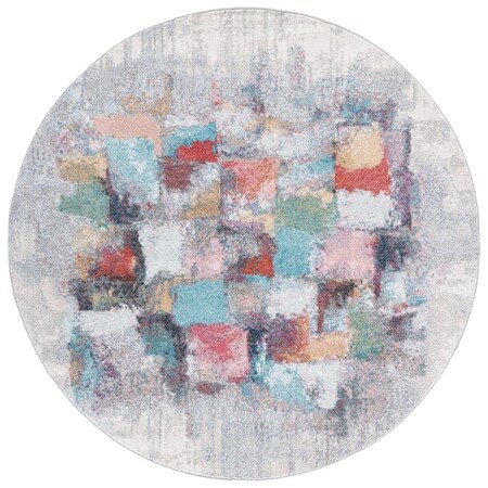 Safavieh 6 ft. 7 in. x 6 ft. 7 in. Phoenix Power Loomed Round Area Rug; Ivory & Grey PHX276A-7R